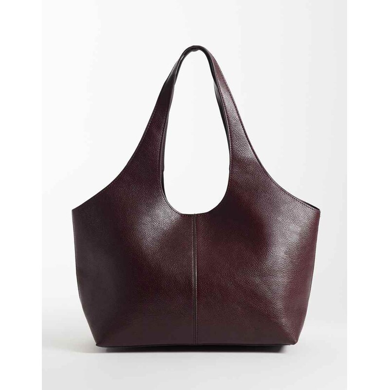 Mango structured tote bag in burgundy