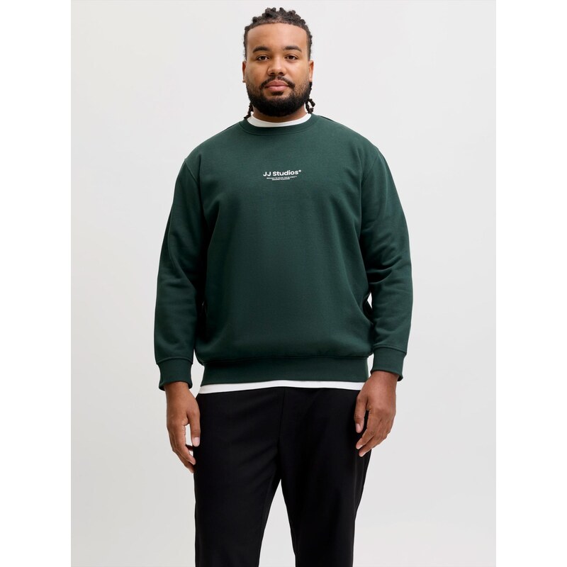 Jack & Jones Plus Mikina JJESOHO jedle / bílá