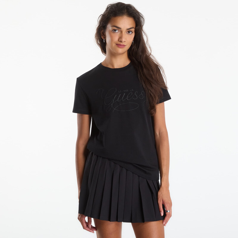 Tričko GUESS Syrma Cn Ss T-Shirt Jet Black L