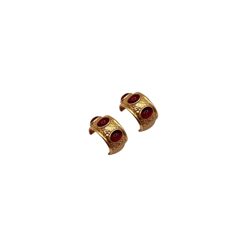 Les Reines Náušnice Ruby Crown Hoops zlatá