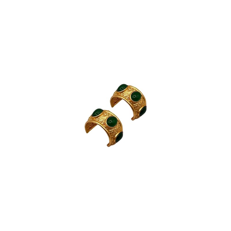 Les Reines Náušnice Emerald Crown Hoops zlatá