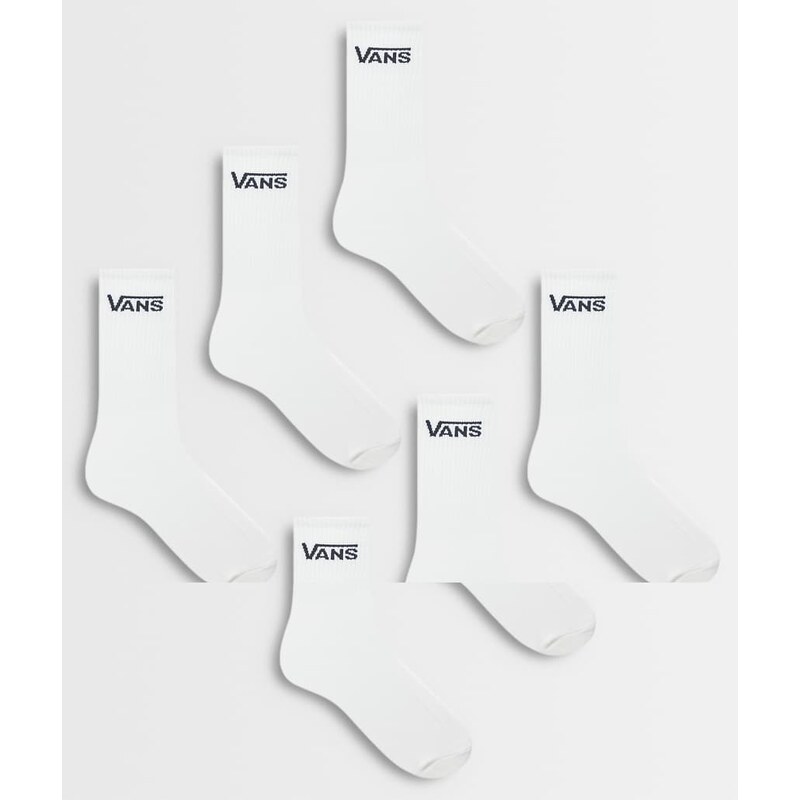 Vans Classic Crew 6pck socks in white