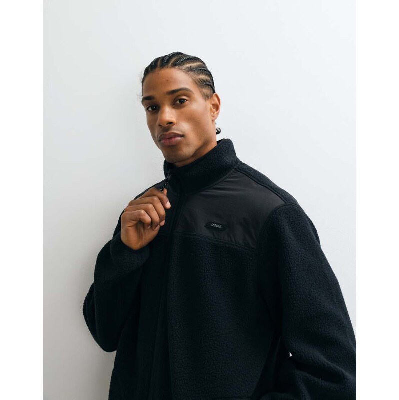 JJ Rebel borg fleece jacket in black
