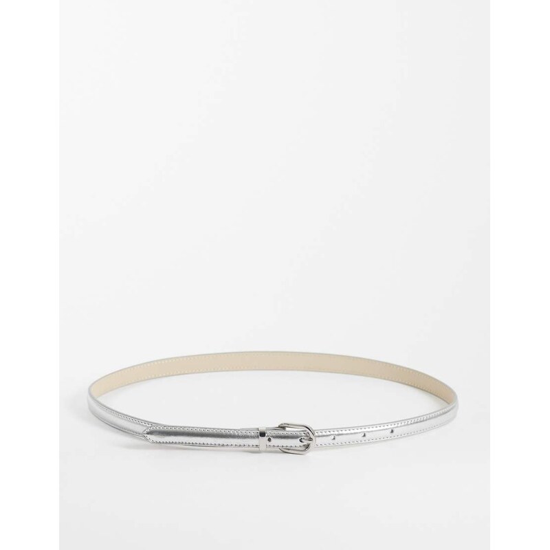 Mango slim belt in silver