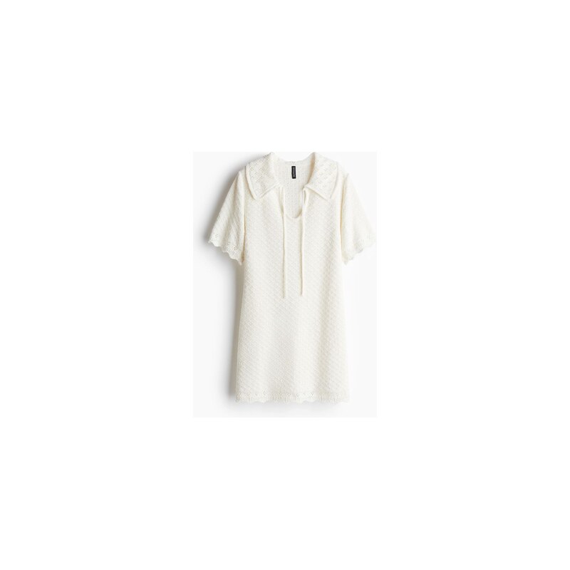 H&M - Šaty z ažurového úpletu - Bílá