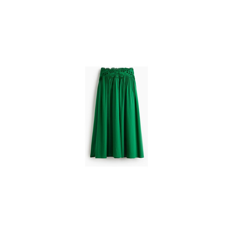 H&M - Bavlněná sukně s krajkou - Zelená