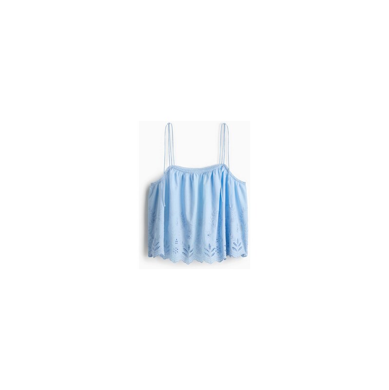 H&M - Top z madeirys vázacími ramínky - Bleděmodrá