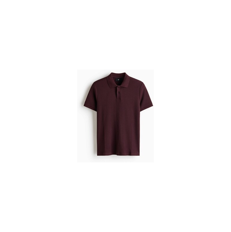 H&M - Top z vaflového úpletus límečkem Slim Fit - Vínová