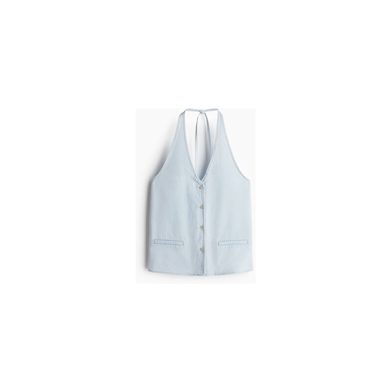 H&M - Džínová vesta halterneck - Bledý Denim Blue