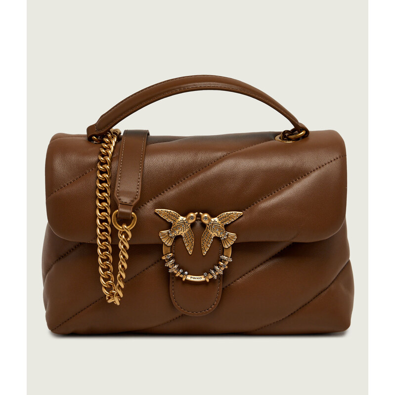 Pinko Kožená kabelka na rameno Puff Classic New Buckle