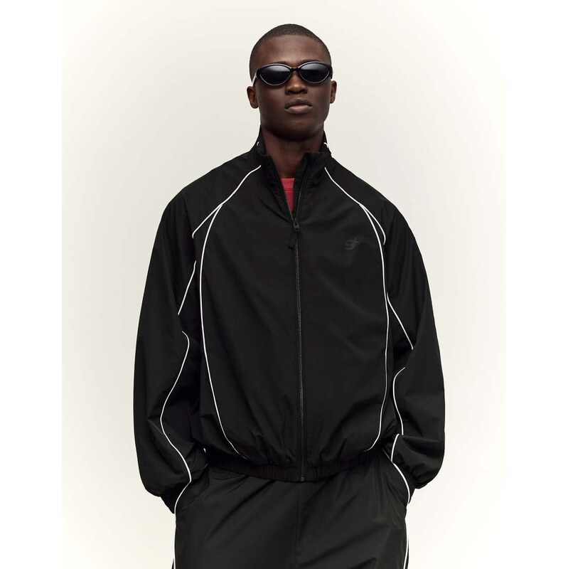 Bershka Contrast technical jacket in black