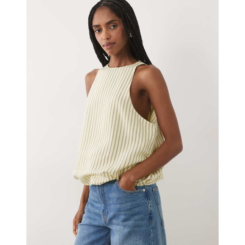 ASOS DESIGN bubble hem halter neck top co ord in buttermilk