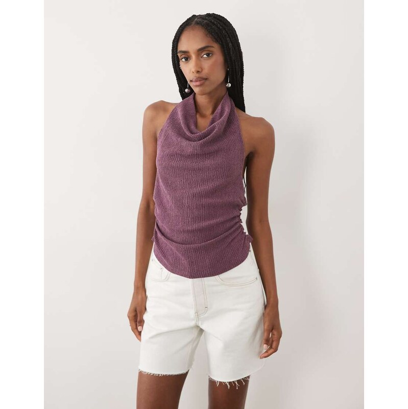 Miss Selfridge halterneck top in fig-Purple