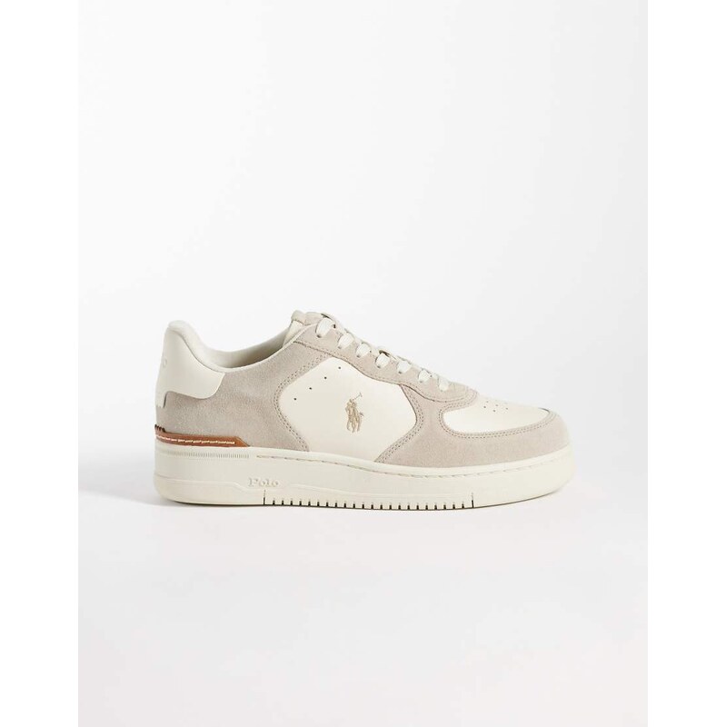 Polo Ralph Lauren masters court trainer in cream-White