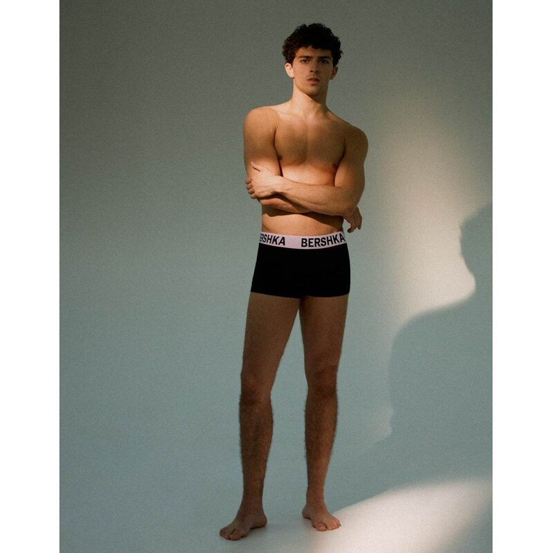 Bershka 3-pack of wide-waistband boxers in pink