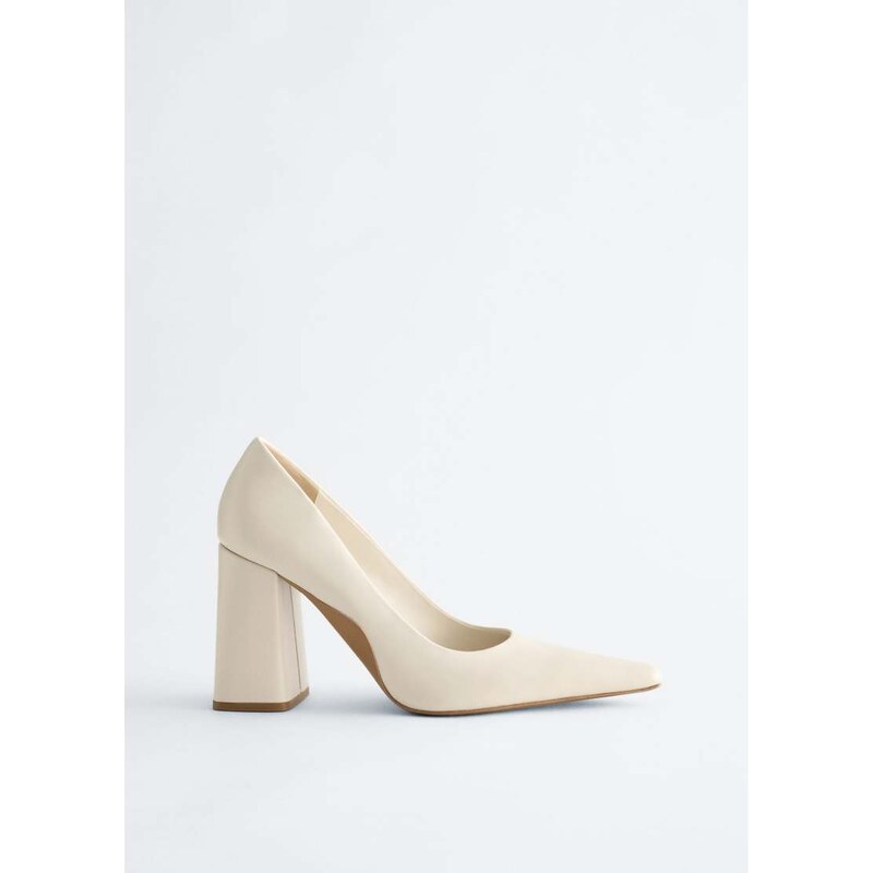 & Other Stories block heel pointed leather pump in off white