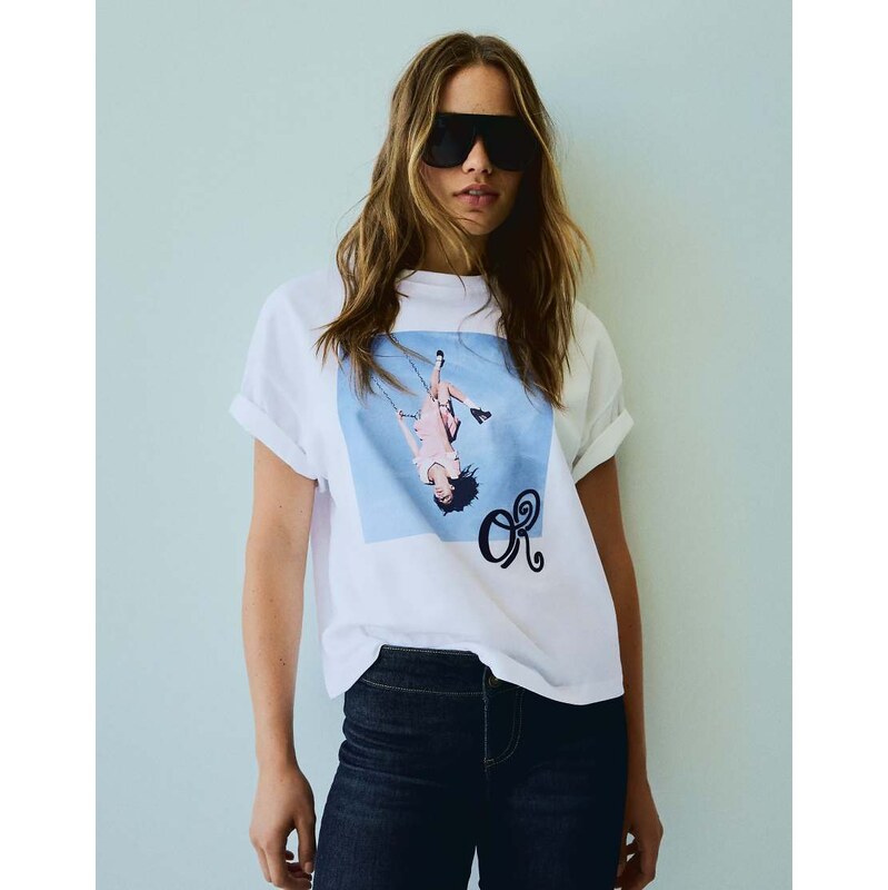 Bershka Olivia rodrigo oversize t-shirt in white
