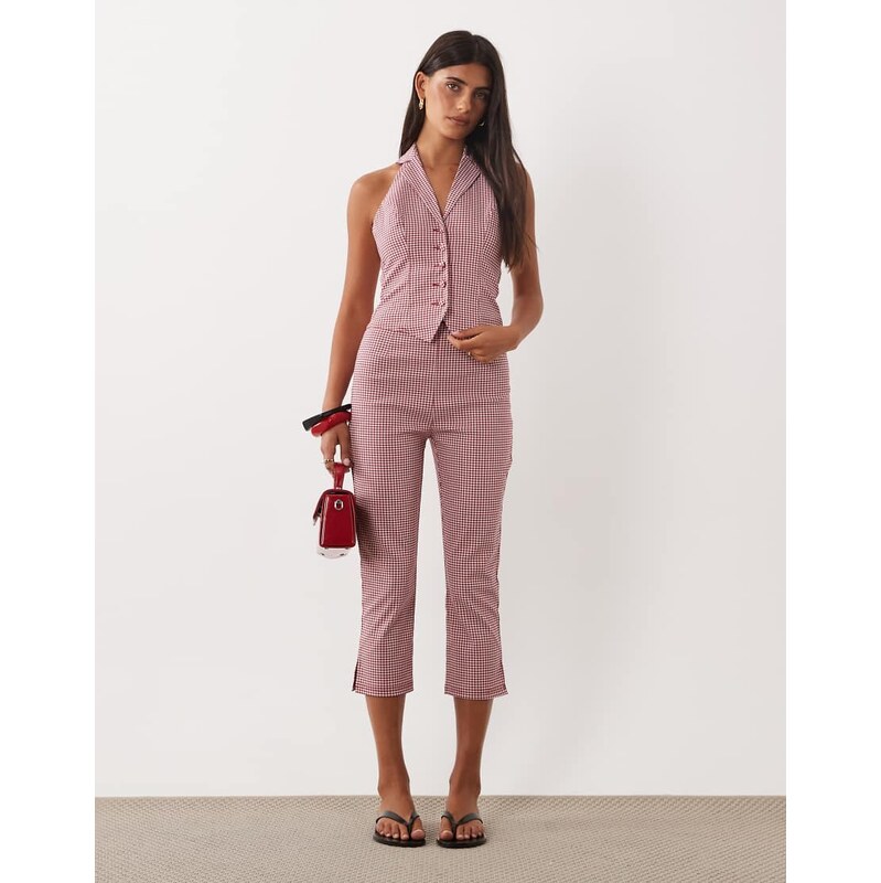 Miss Selfridge tailored capri co-ord in red gingham-No colour
