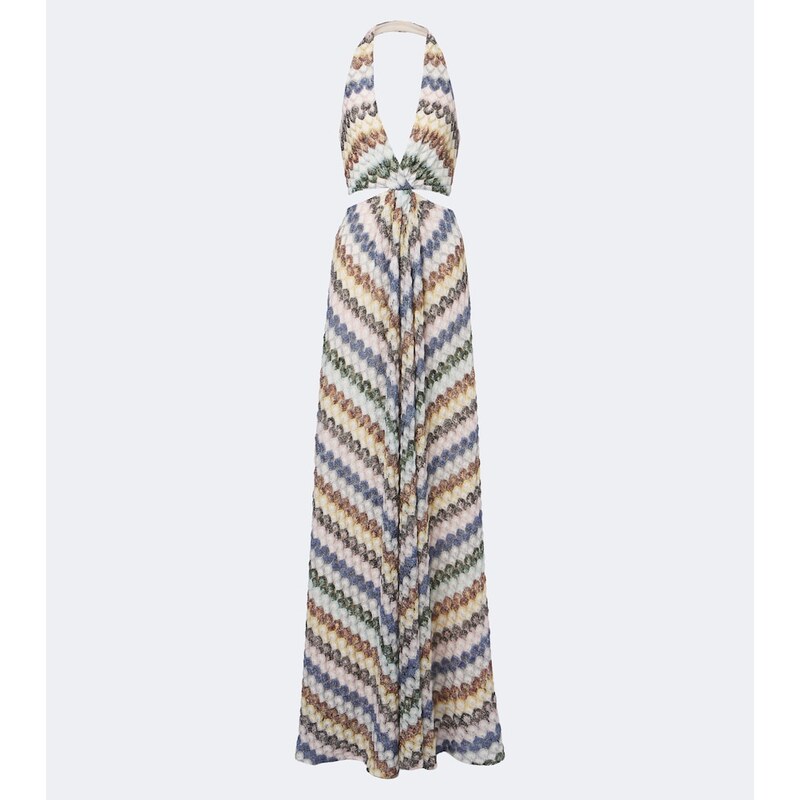 Missoni Cutout halterneck lamÃ maxi dress