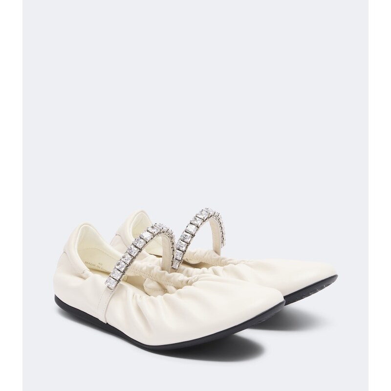 Jimmy Choo Jade embellished leather Mary Jane flats