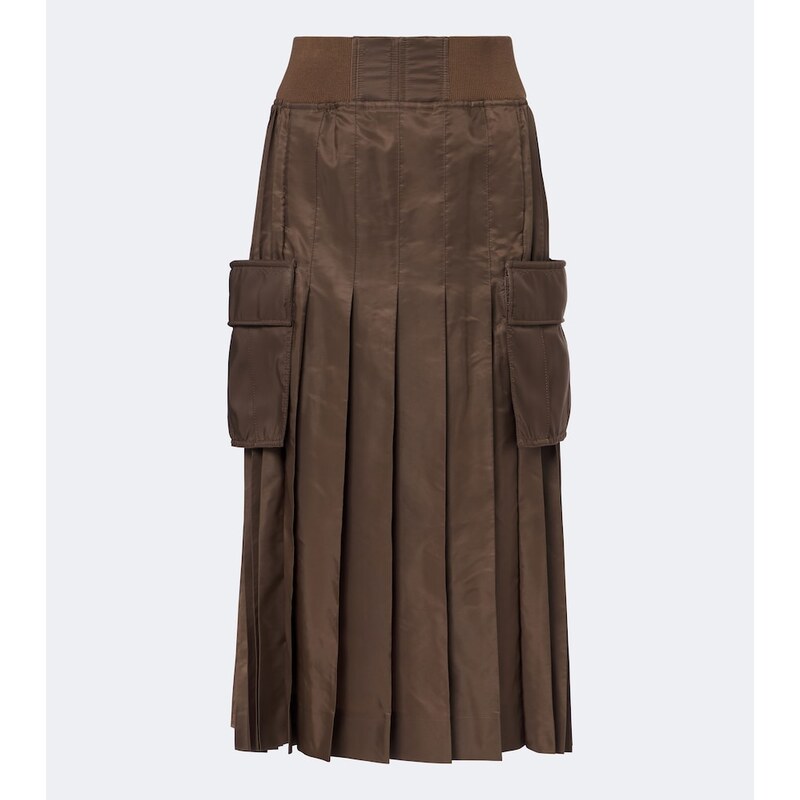 Sacai Pleated twill midi skirt