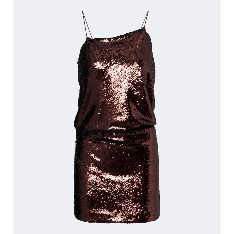 Alex Perry Sequined minidress v barvě čokoláda