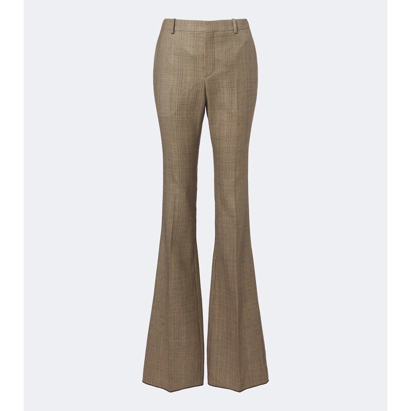Saint Laurent Prince of Wales wool flared pants