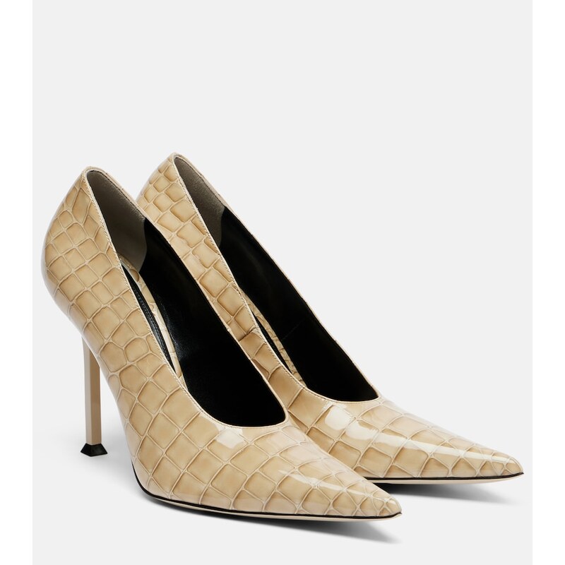 Christen Helix croc-effect patent leather pumps