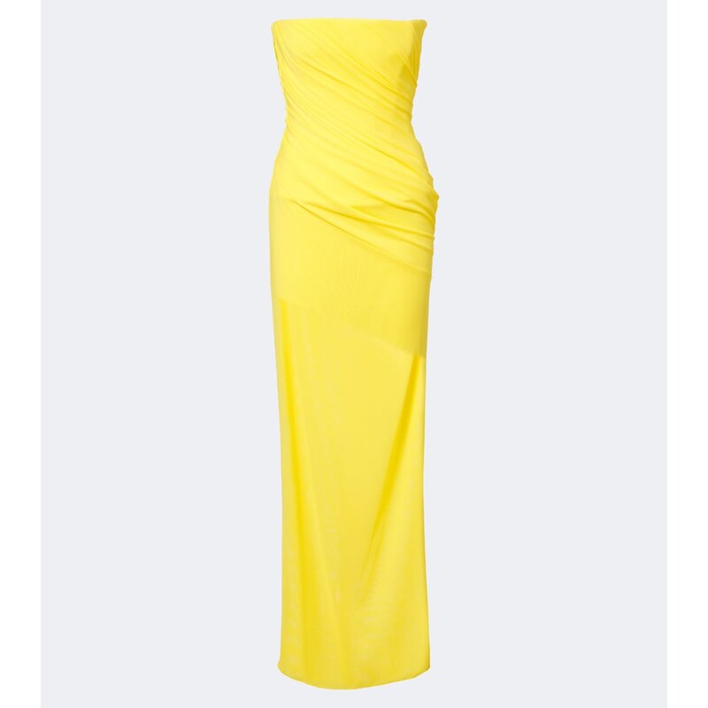 Alex Perry Ruched mesh bustier gown
