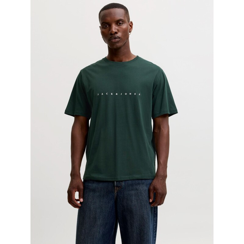 JACK & JONES Tričko JJEStar jedle / bílá