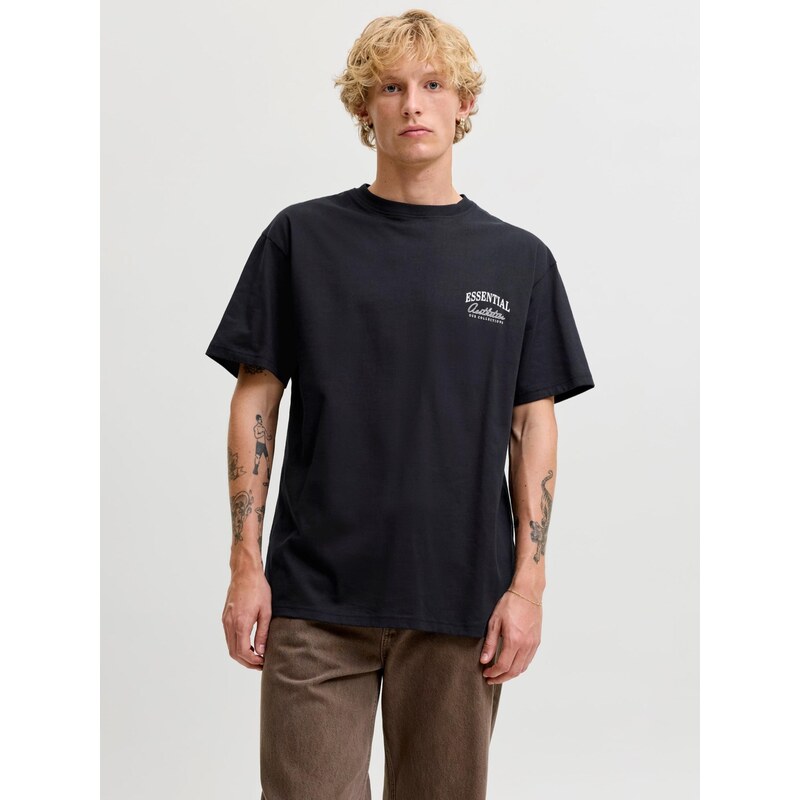 JACK & JONES Tričko JJEORGANIC STUDIO černá / bílá