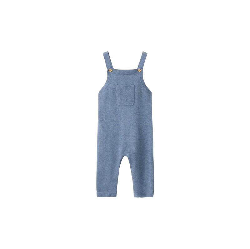 MANGO KIDS Laclové kalhoty DUNGAREES BREST3 chladná modrá