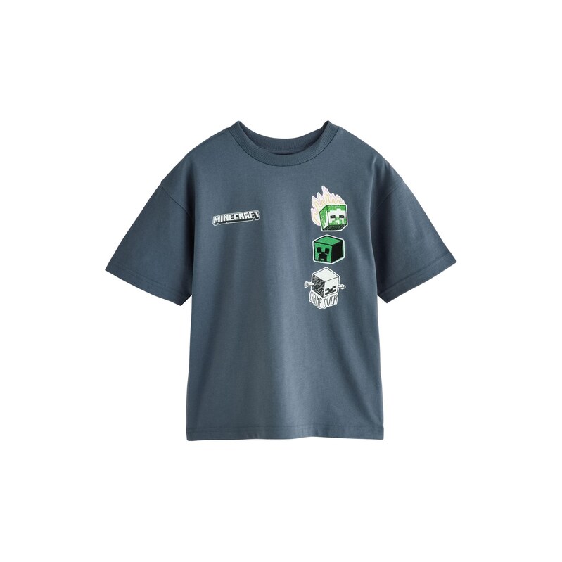 Next Tričko Minecraft kámen / trávově zelená / černá / bílá