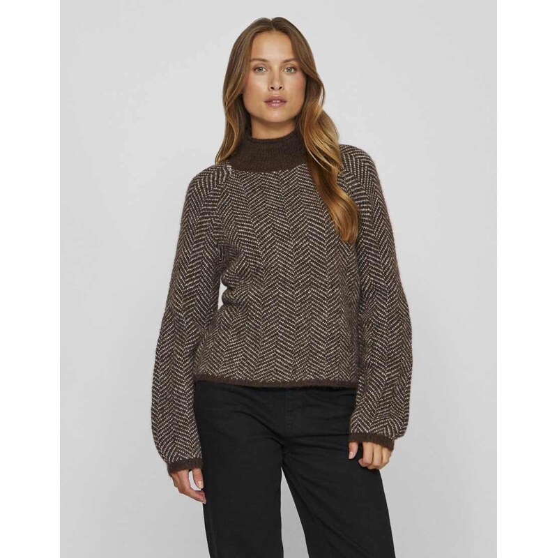Vila Knitted pullover in coffee bean-Brown