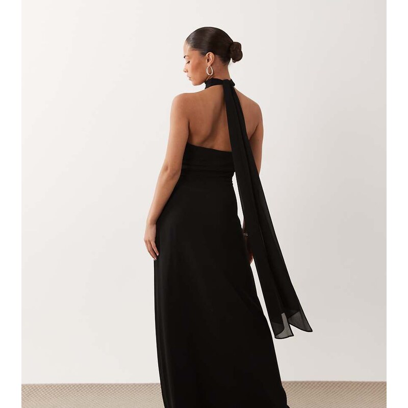 TFNC Petite TFNC Bridesmaid Petite chiffon halter neck drape