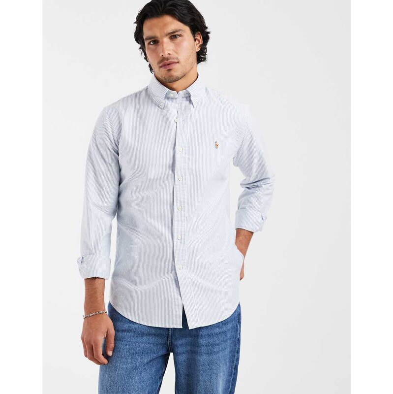 Polo Ralph Lauren custom fit oxford shirt in light blue stripe
