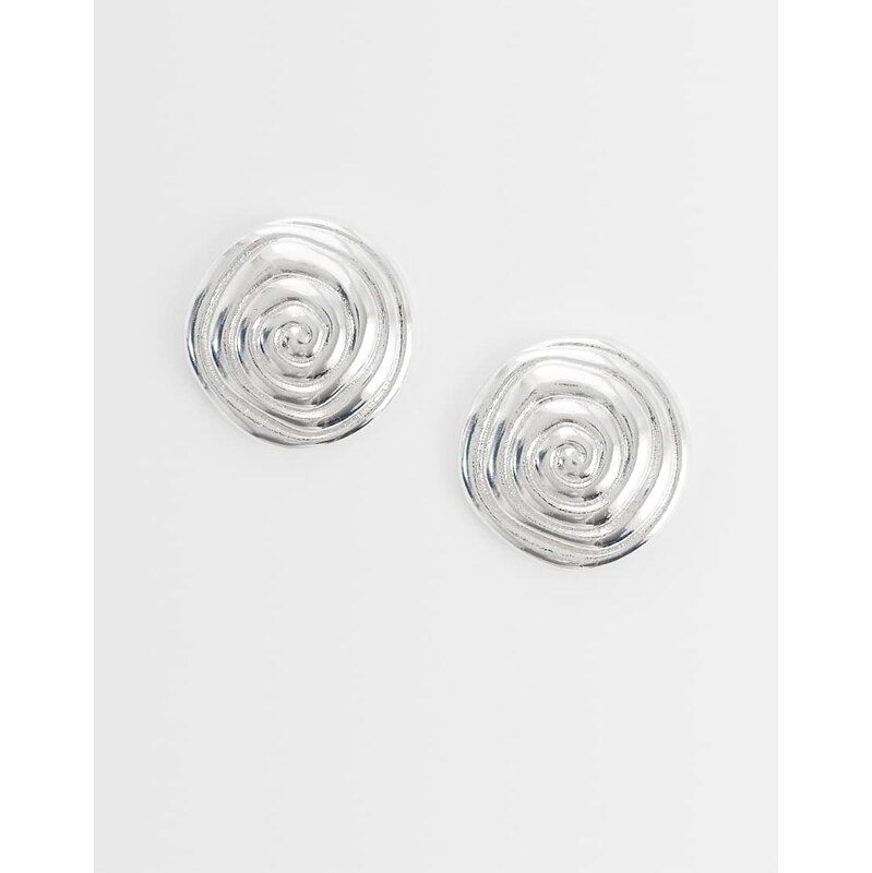 Orelia statement spiral stud earrings in silver plated