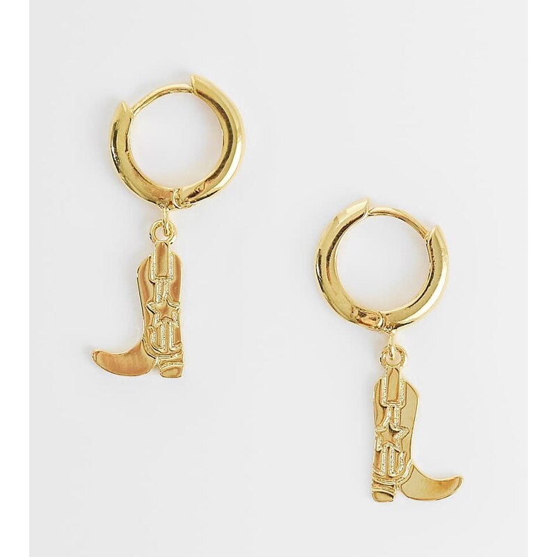 Orelia cowboy boot charm earrings in 18ct gold plated