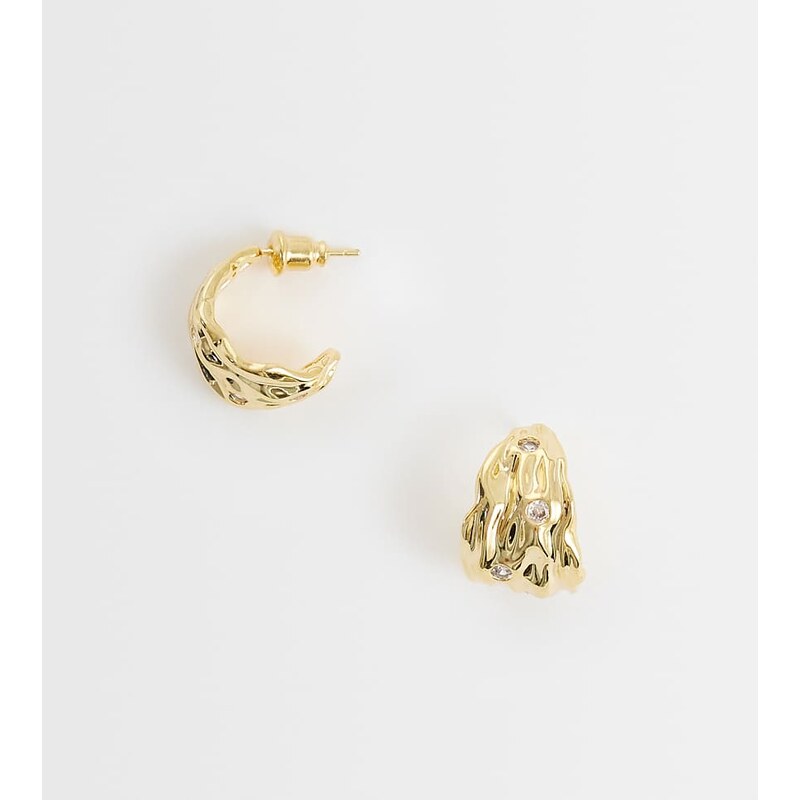 Orelia molten tapered crystal half hoops in 18ct gold plated