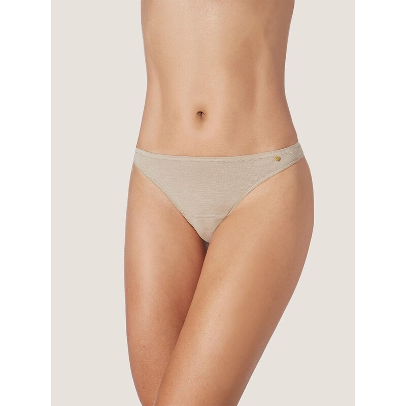 zd ZERO DEFECTS Kalhotky Thong Soy fiber béžová