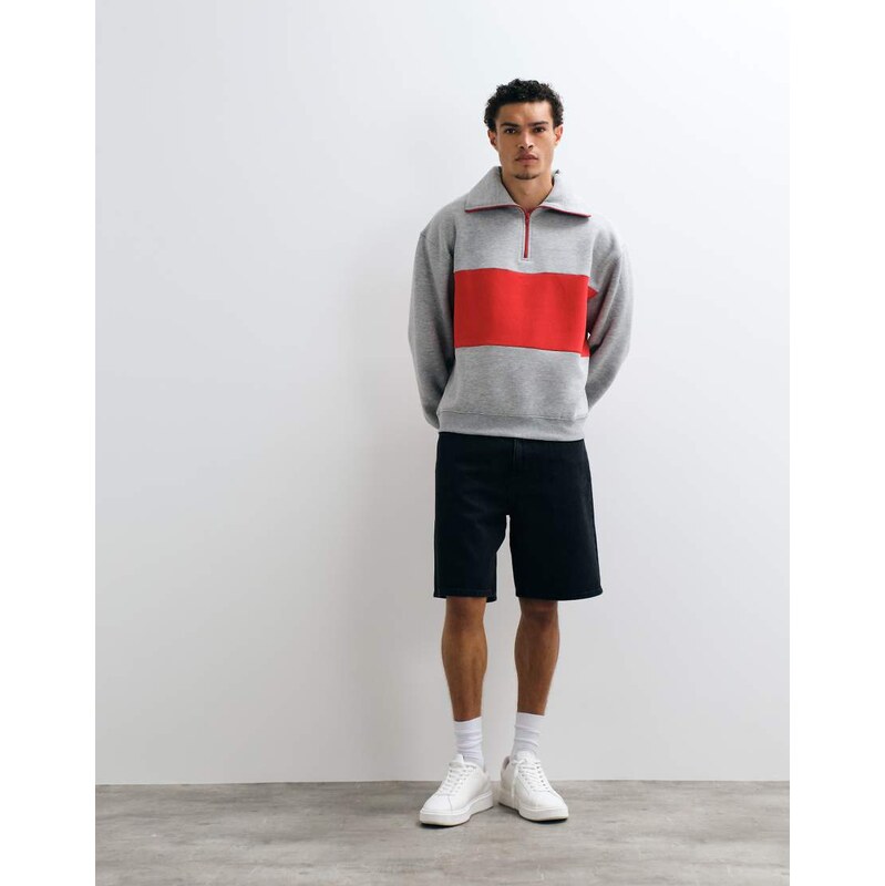 ASOS DESIGN oversized half zip sweatshirt with contrast zip and