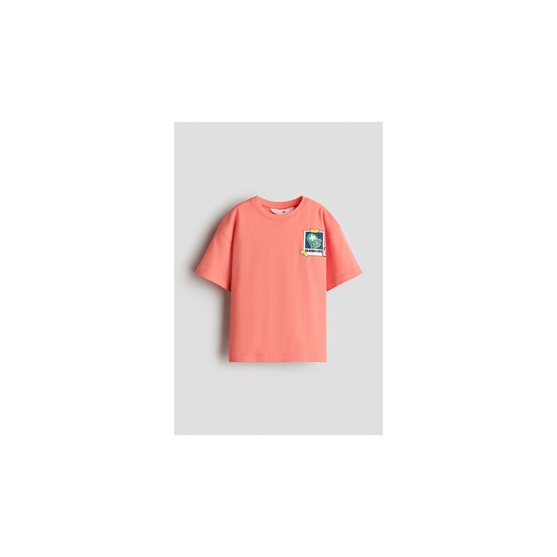 H&M - Bavlněné tričkos potiskem - Korálově Růžová/Skater 4 Life