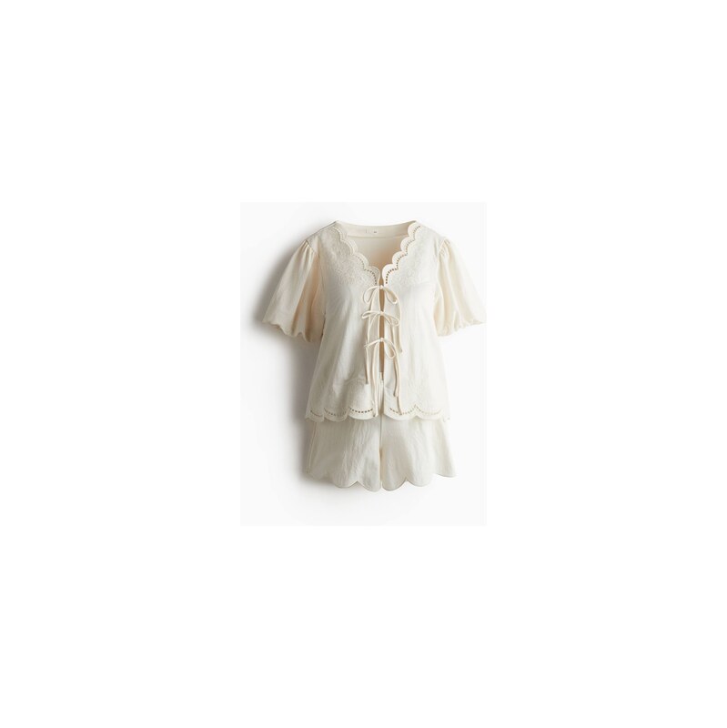 H&M - MAMA Dvoudílná vroubkovaná souprava - Krémová