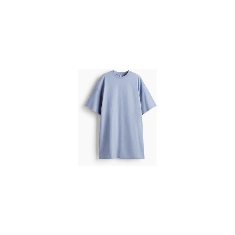 H&M - Oversized tričkové šaty - Tlumená Bleděmodrá