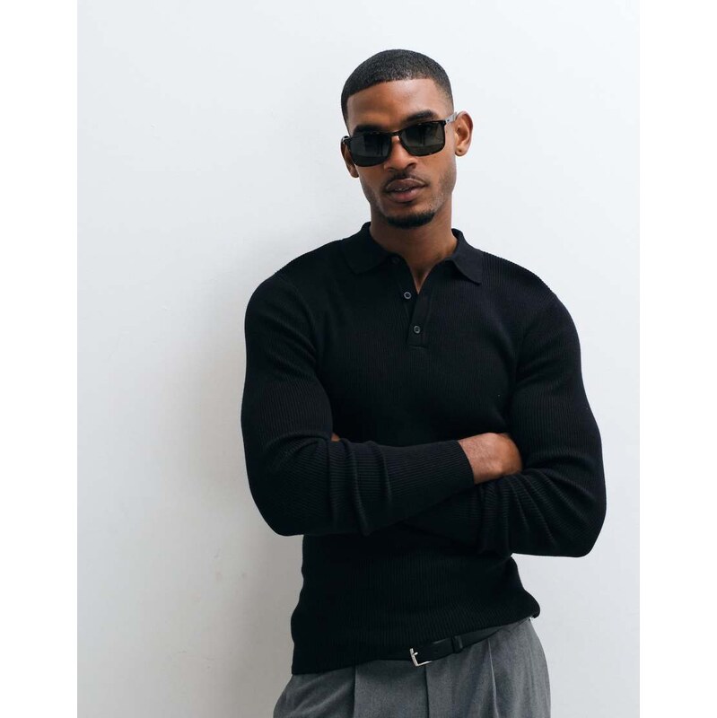 ASOS DESIGN Essentials micro rib muscle fit lightweight knitted