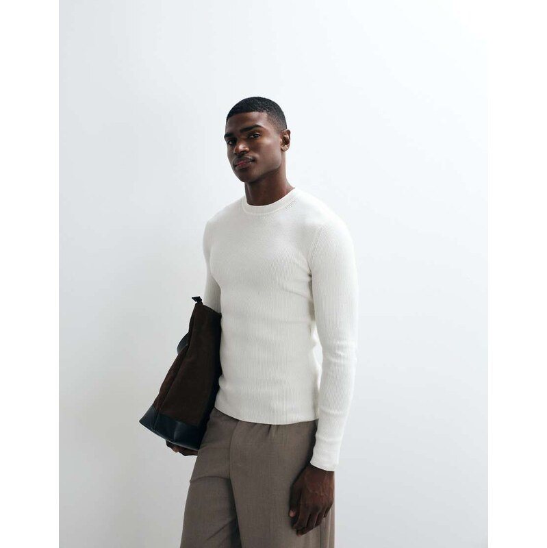 ASOS DESIGN Essentials micro rib muscle fit lightweight knitted