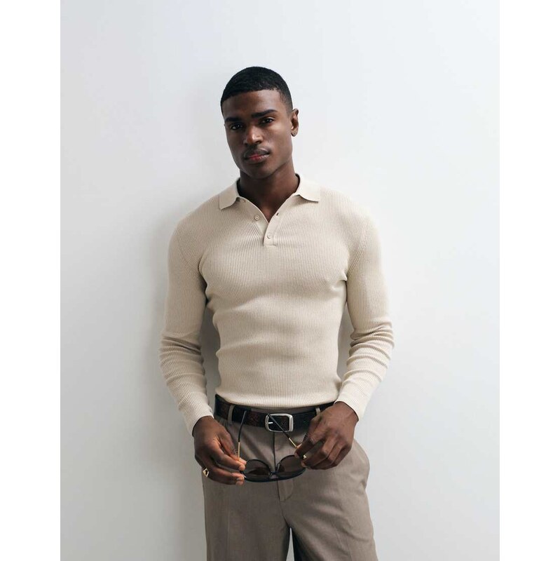ASOS DESIGN Essentials micro rib muscle fit lightweight knitted