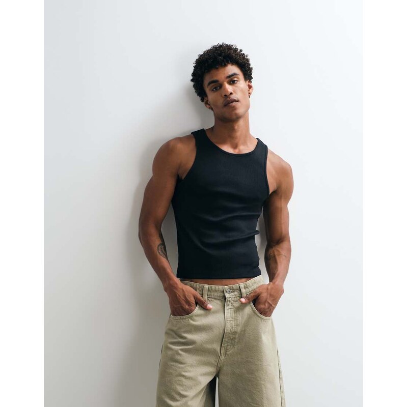 COLLUSION ribbed vest in black