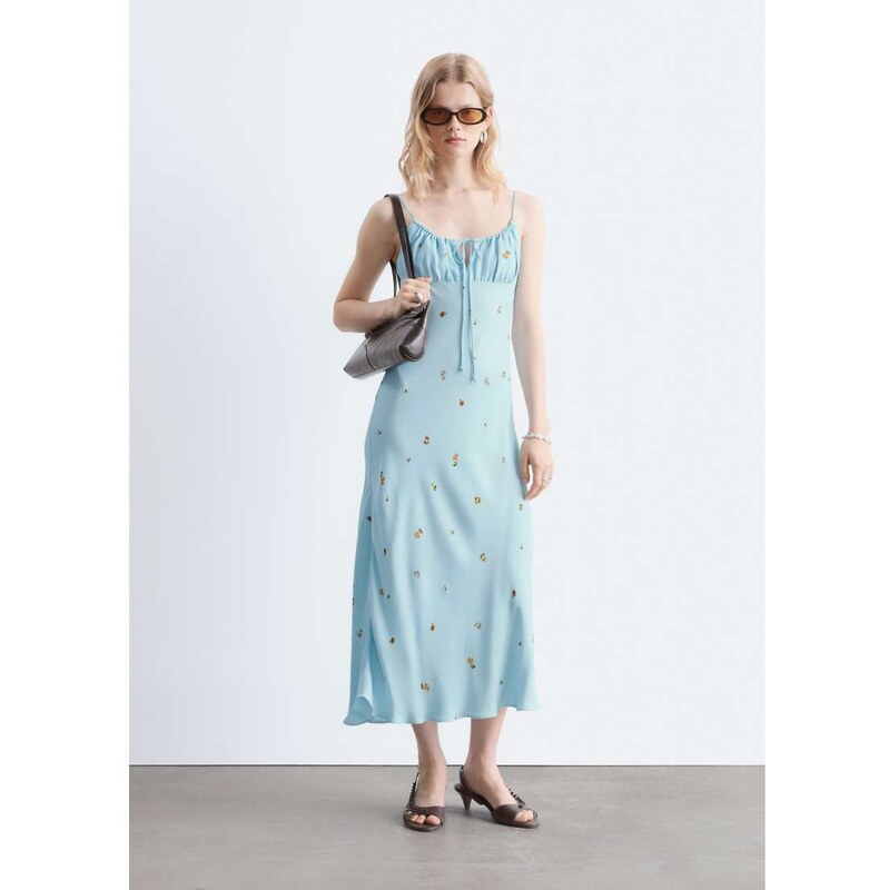 & Other Stories midi sundress in light blue ditsy floral
