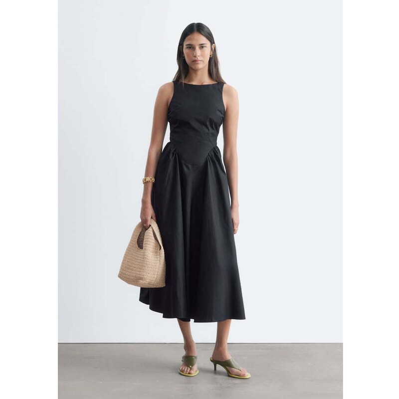 & Other Stories cotton maxi dress with drop waist and open back
